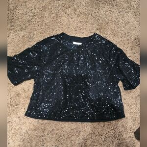 Black Sequin Crop Top